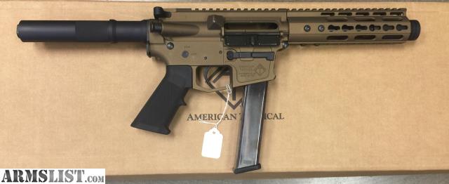 Ati Miisport 9Mm Ar15 Pistol 5 5 Barrel W Flashcan Mlok Forend Blade Brace Atig15Msp9Ml7