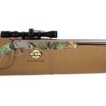 CVA Wolf 209 Muzzleloader .50 Caliber 24" Stainless Steel Barrel Ambidextrous Composite Stock Realtree Hardwoods Green Finish With KonusShot 3-9x32mm Scope and Padded Soft Case