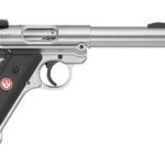 Ruger Mark IV Target, 22LR, 5.5", 10rd, Stainless Steel, Adjustable Rear Sight, Checkered Grip