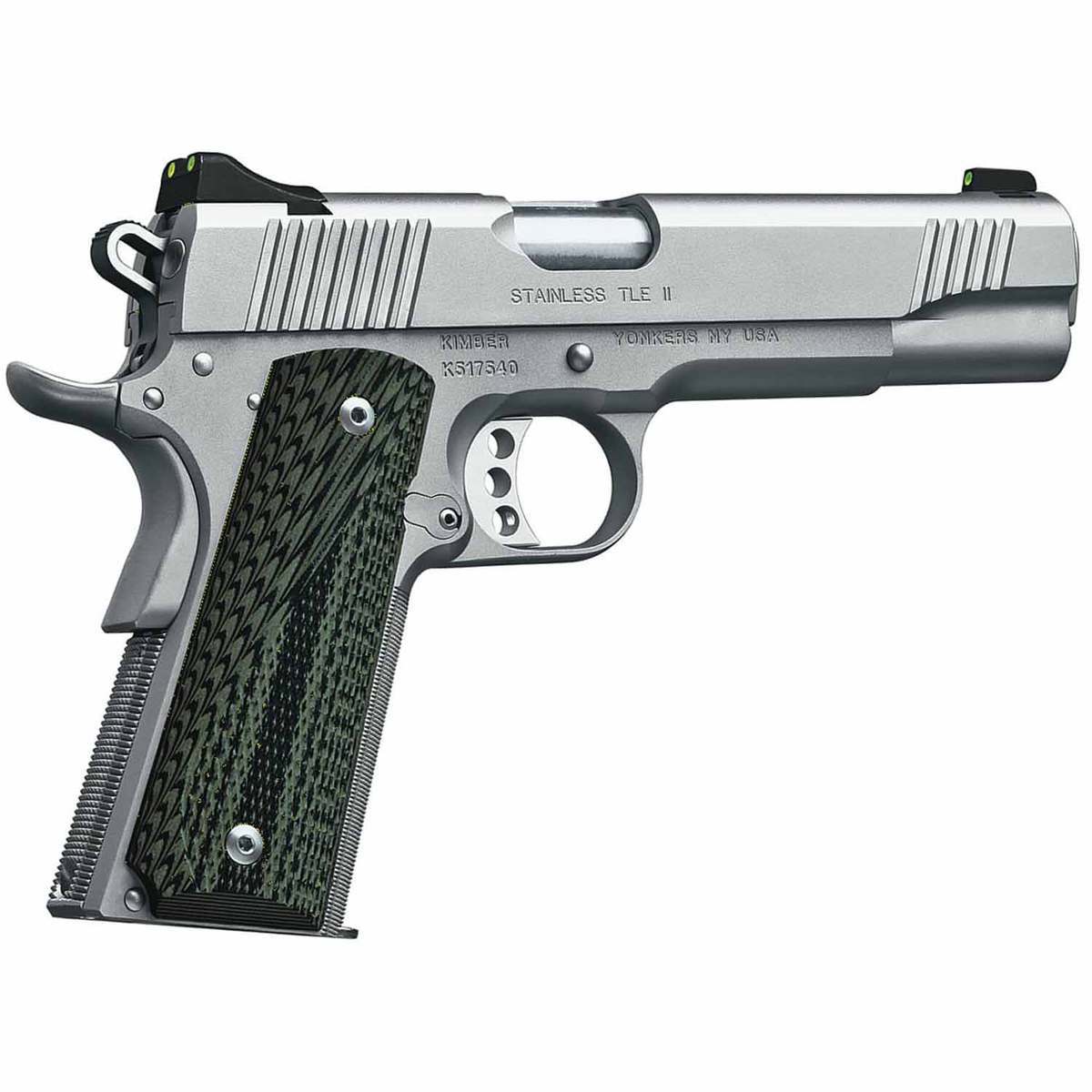 Kimber Stainless TLE II 45 Auto (ACP) 5in Stainless/Black/Green Pistol - 7+1 Rounds