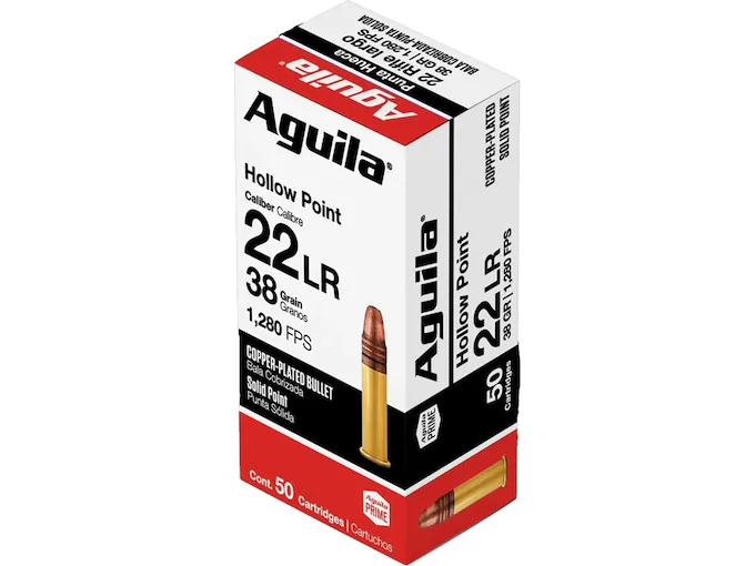 Aguila Super Extra High Velocity 22LR Ammo 38 Grain Plated Hollow Point Direct