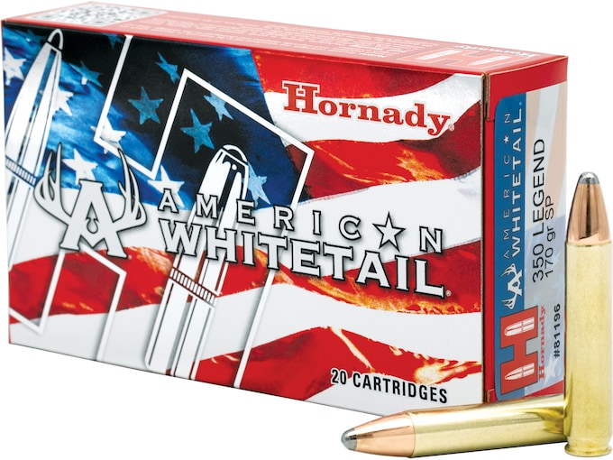 Hornady American Whitetail 350 Legend Ammo 170 Grain Hornady Interlock Jacketed Soft Point 300rounds Direct